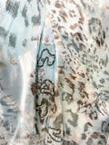 GINA BACCONI DUCK EGG & BROWN PRINT SILK BLEND BEADED TOP & SKIRT SIZE 18/20