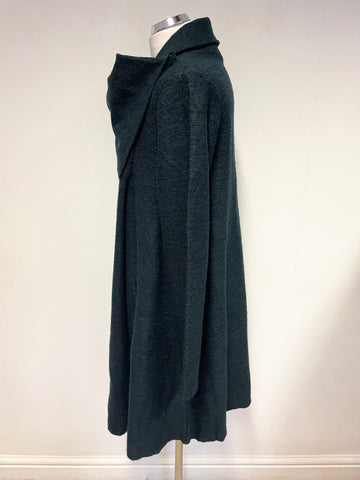 PHASE EIGHT TEAL WOOL BLEND GREEN COLLARED WRAP ACROSS UNLINED COAT SIZE 12