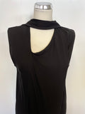 JOSEPH BLACK DRAPED FRONT WITH SCARF SLEEVELESS SHIFT DRESS SIZE 42 UK 12