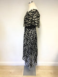 BRAND NEW COAST ADA BARDOT BLACK & WHITE MONO PRINT MIDI DRESS SIZE 10