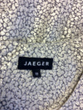 JAEGER SILVER & BLUE PRINT SPECIAL OCCASION PENCIL DRESS SIZE 18
