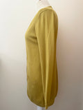 HOBBS MUSTARD 100% WOOL FINE KNIT LONG SLEEVE CARDIGAN SIZE 12