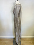 BRIGITTE BARDOT SILVER LUREX LONG SLEEVE LONG EVENING DRESS SIZE 0 UK 6/8