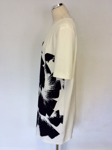 HOBBS BLACK & WHITE FLORAL PRINT SHIFT DRESS SIZE 6 ALSO FIT UK 8