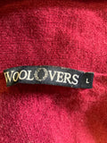WOOLOVERS DARK RED  EXTRA FINE MERINO WOOL & CASHMERE CARDIGAN SIZE L