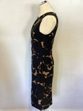 PHASE EIGHT BLACK & TAN PRINT STRETCH PENCIL DRESS SIZE 12