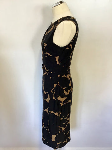 PHASE EIGHT BLACK & TAN PRINT STRETCH PENCIL DRESS SIZE 12