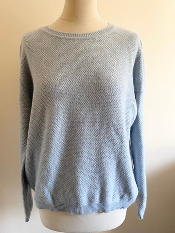 HOBBS NW3 PALE BLUE WAFFLE KNIT LONG SLEEVE JUMPER SIZE 10