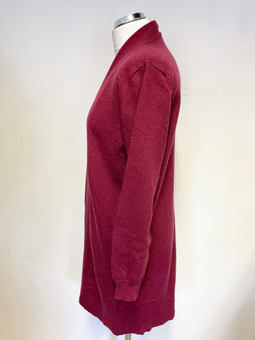 WOOLOVERS DARK RED  EXTRA FINE MERINO WOOL & CASHMERE CARDIGAN SIZE L