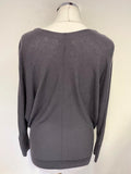 JIGSAW GREY FINE KNIT BATWING JUMPER SIZE S