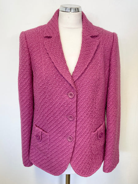PER UNA PINK BOUCLE KNIT LONG SLEEVE JACKET SIZE 14
