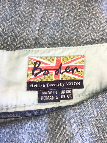 BODEN TURQUOISE TWEED BY MOON MINI SKIRT SIZE 10R