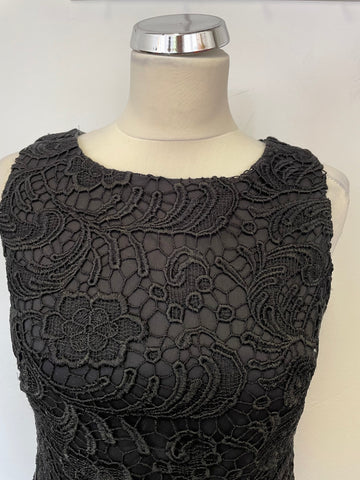 MONSOON BLACK LACE SLEEVELESS PENCIL DRESS SIZE 10