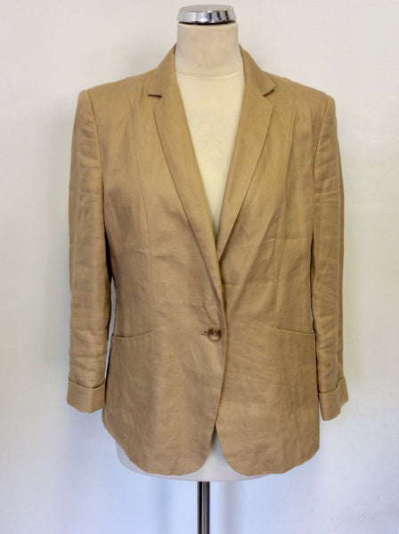 WHISTLES LIGHT CAMEL LINEN JACKET SIZE 14
