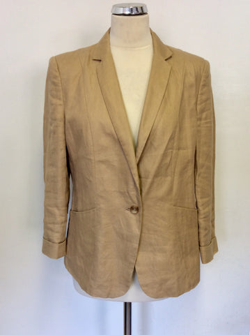 WHISTLES LIGHT CAMEL LINEN JACKET SIZE 14
