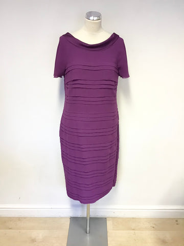 JACQUES VERT PLEATED TUCK DETAIL SHORT SLEEVE OCCASION SHIFT DRESS SIZE 12