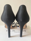 LK BENNETT BLACK SATIN OPEN TOE CUT OUT SIDE SPECIAL OCCASION HEELS SIZE 7.5/41