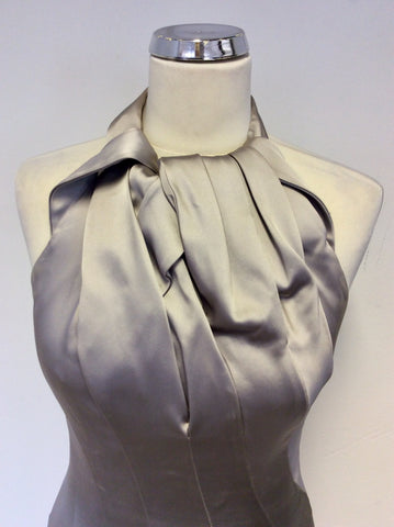KAREN MILLEN SILVER GREY SATIN SPECIAL OCCASION DRESS SIZE 10