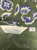 SEASALT CORNWALL TAMSIN GREEN FLORAL PRINT SHIFT DRESS SIZE 16