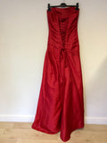 ROLAND JOYCE RED DIAMANTÉ TRIM STRAPLESS / STRAPPY BALL GOWN & MATCHING WRAP SIZE 8