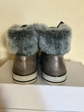 MODA IN PELLE GREY FAUX FUR TRIM HIGH TOP PLIMSOLS SIZE 6.5/40