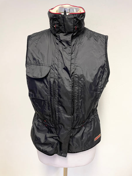 TOMMY HILFIGER SPORT BLACK CONCEALED HOOD GILET SIZE L
