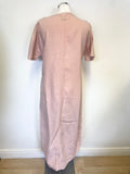 TOAST PINK LINEN SHORT SLEEVE MIDI SHIFT DRESS SIZE XS WILL ALSO FIT S/M