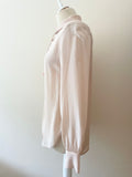 WRAP LONDON NUDE/ BLUSH SILK LONG SLEEVE BLOUSE SIZE 10