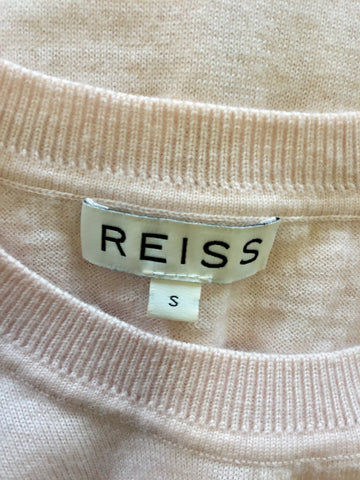 REISS CARA PALE PINK LACE SLEEVE JUMPER SIZE S