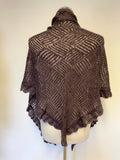 NOA NOA MULBERRY & SILVER THREADED EDGE WOOL SHAWL/ WRAP ONE SIZE