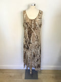 FUEGO BROWN PRINT SLEEVELESS LONG DRESS & MATCHING TOP/ JACKET SIZE XXL