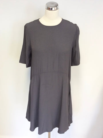 PHASE EIGHT GREY SHORT SLEEVED A LINE DRESS SIZE 12
