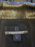 B BY BERNADO BLACK SEQUINNED BIKER STYLE JACKET SIZE XL