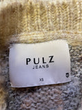 PULZ JEANS CREAM ,GREY & BROWN WEAVE LONG SLEEVE JUMPER SIZE XS