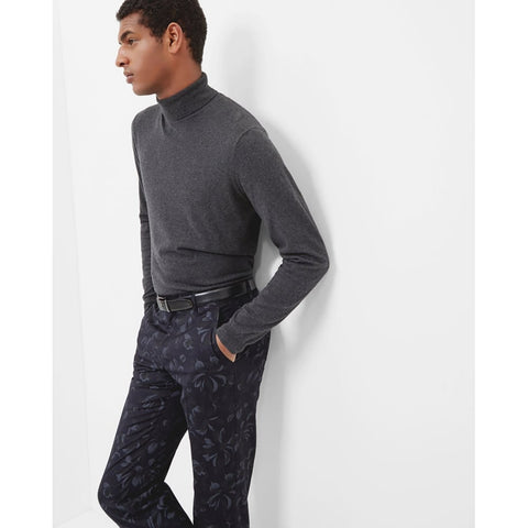 TED BAKER HALE DARK GREY WOOL,CASHMERE & SILK BLEND POLO NECK JUMPER SIXE 6 UK XL