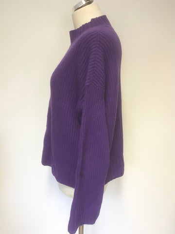 JIGSAW PURPLE LAMBSWOOL & CASHMERE BLEND JUMPER SIZE L