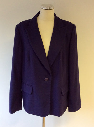 MARINA RINALDI PURPLE WOOL & ANGORA BLEND CLASSIC JACKET SIZE 25 UK 20
