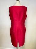 HOBBS RED SILK & WOOL BLEND PENCIL DRESS & JACKET SUIT SIZE 14