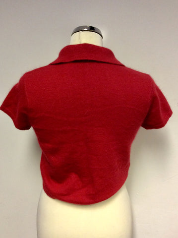 LAURA ASHLEY RED ANGORA BLEND TIE FRONT BOLERO CARDIGAN SIZE 12
