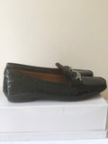 BRAND NEW GEOX RESPIRA BLACK PATENT CROC DESIGN LEATHER SLIP ON LOAFERS SIZE 7/40