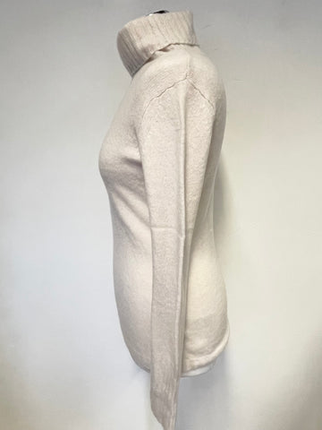 JIGSAW CREAM WOOL & CASHMERE BLEND POLO NECK JUMPER SIZE L