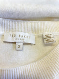 TED BAKER OFF WHITE LACE SLEEVE JUMPER SIZE 2 UK 10/12