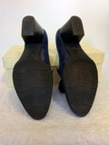 BRAND NEW HB ESPANA DARK BLUE LEATHER TASSEL TRIM HEELS SIZE 6/39