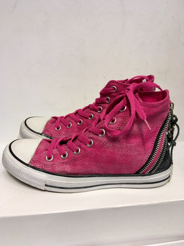 CONVERSE ALL STAR PINK ZIP TRIMS HIGH TOP PLIMSOLS SIZE 5.5/38.5