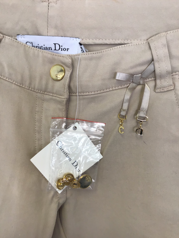 BRAND NEW GIRLS CHRISTIAN DIOR BEIGE COTTON JEANS/ TROUSERS AGE 12