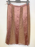 GERARD DAREL SALMON PINK SILK & LACE PANELLED A-LINE SKIRT SIZE 36 UK 10