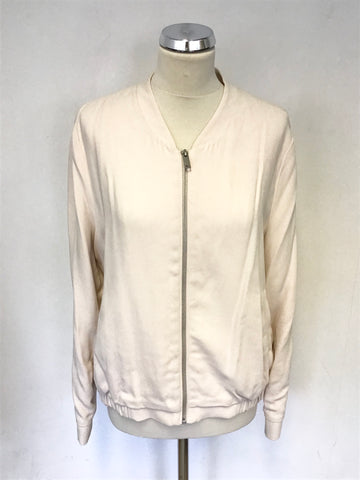 MINT VELVET PALE PINK ZIP UP BOMBER JACKET SIZE 14