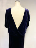 WOMENS MINA PURPLE VELVET SILK BLEND V BACK OCCASION DRESS SIZE 16