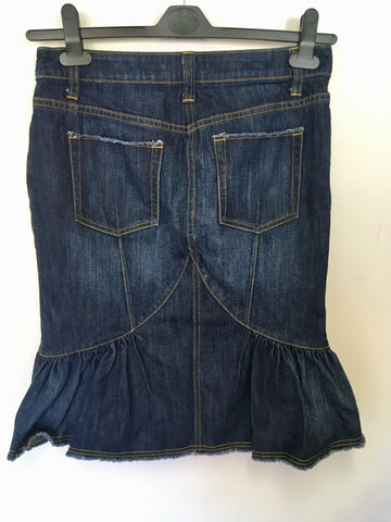 JIGSAW DARK BLUE DENIM KNEE LENGTH SKIRT SIZE 10