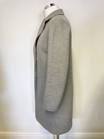 HOBBS LIGHT GREY WOOL BLEND UNLINED KNEE LENTH COAT SIZE 10